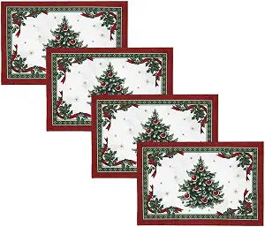 Elrene Home Fashions Villeroy & Boch Toy's Delight Reversible Christmas Fabric Placemats, 13 Inches x 19 Inches, Set of 4