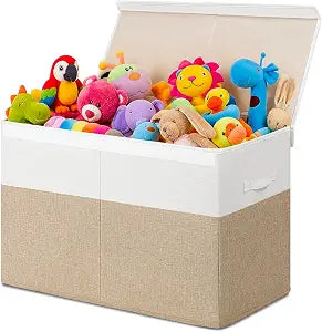 INDRESSME 85L Large Toy Storage Box with Lid Divider Foldable Toy Chest