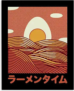 Minimalist Egg Ramen Sunset, 16 x 20 Inch Canvas Wall Art