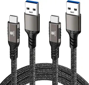 Elfesoul USB C Cable 10ft,USB-A to USB-C Cable 10Gbps,USB 3.2 Cord,2 Pack