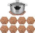 Tlence 8 Pack Bamboo Trivet Mat, Bamboo Hot Plate Pad, Heat Resistant Table Counter Protector, Coaster for Hot Tea Coffee Pot Plates Pans Bowls, Festive Design Table DÃ©cor, Kitchen Gift Idea