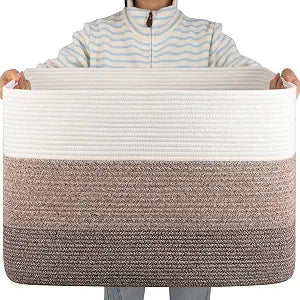 OIAHOMY 108L Extra Large Blanket Basket Dog Toy Basket radient Dark Brown