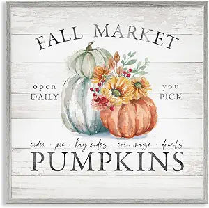 Fall Country Market Pumpkins Harvest, 12 x 12 Inch Framed Gicle Print