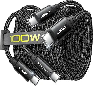 JSAUX for iPhone 18 Pro Charger Cable, USB C to USB C Cable [2-Pack 6.6FT]