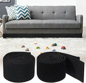 2Pcs Under Couch Blocker for Kid and Pet Toys 132 inch x 3 inch Adjustable Toy Blocker for Bed and Furniture Elastic Strap Barrier to Stop Items from Going Under Sofa Bumper for Bedroom LivingRoom