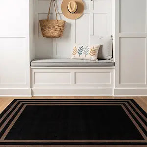 Rugshop Classic Solid Border Power Loomed Indoor Area Rug Mocha 3'3"x5'