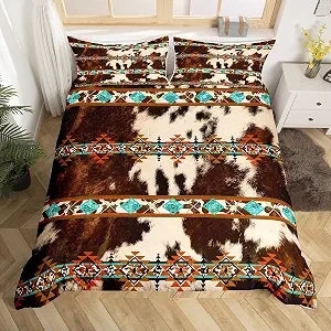 Erosebridal Cowhide Brown Duvet Cover Set Bedding Set Twin Size