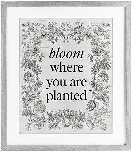 Floral Affirmation Vintage Border, 13 x 16 Inch Framed Print Under Glass