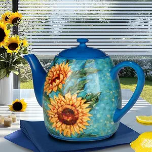 Certified International Golden Sunflowers 36 oz. Teapot, 9" x 5.25" x 6.5"