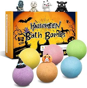 Halloween Bath Bombs for Kids with Toys Inside,Boo Spooky Basket Stuffers