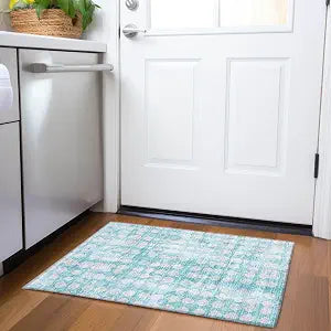 Addison Rugs Chantille ACN869 Teal 1'8" x 2'6" Indoor/Outdoor, Machine Washable, Easy Clean, Non Shedding, Bedroom, Living Room, Dining Room, Kitchen, Patio Rug