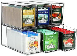 LANLISA Acrylic 6 Pack Tea Bag Organizer and Storage