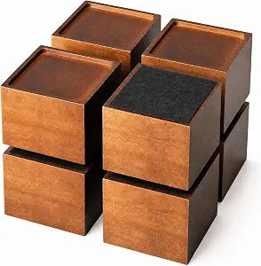 4 Pcs 4" Solid Wood Bed Furniture Riser Walnut Color Couch Lifter