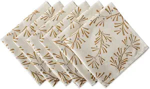 DII Holiday Dining Table Linen Metallic Fabric Kitchen Dcor, Christmas Napkin Set, 20x20, Gold Holly Leaves, 6 Piece