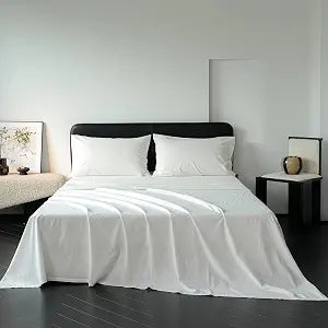 FALUCA 100% Cotton Washed Sheet Set - Linen Feel Soft & Comfy Bedding, Deep Pocket Fits Mattress up to 17", 4 PCS Breathable Moisture-Wicking Durable Sheet Set(White, King)