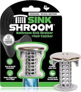 SinkShroom Revolutionary Bathroom Sink Drain Protector Hair Catcher, Strainer, Snare, Nickel Edition