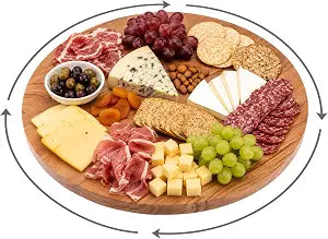 Classic Cuisine Acacia Wood Lazy Susan Turntable, Natural, 22 x 1.75