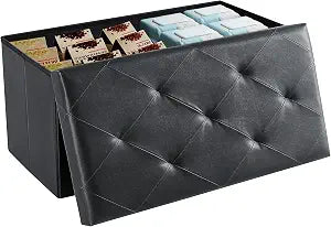 DUMOS 30 Inch Folding Storage Ottoman Bench, Hidden Ottoman with Storage