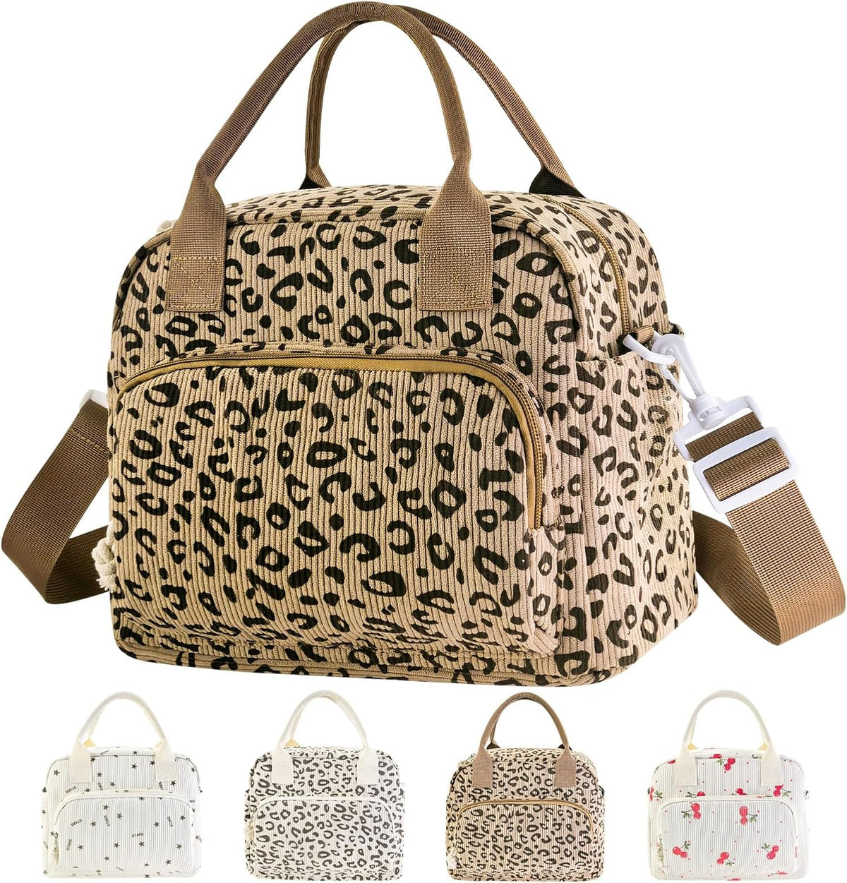 Mziart Cute Lunch Box for Women, Insulated Lunch Bag Cooler, Leopard Print