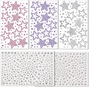 Teenitor Gem Stickers Star Face Gems For Women, Self Adhesive Face Rhinestones Hair Gems for Face, Body, Hair Makeup, Star Accessories For Women