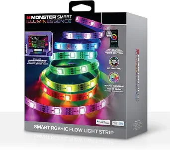 Monster Smart 25 Foot RGB+IC LED Strip Lights, Sound Reactive Strip Lights for Bedroom, App & Voice Control, RGB Light Strip for Room, Alexa Google Home, Razer Chroma Sync, 225 RGB+IC LED Lights