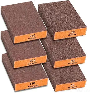 Tnisesm 6Pcs Sanding Blocks 60/80/120/180/220 Grits Sanding Sponge,for Drywall Wood Metal Washable & Reusable Sandpaper BlocksWashable and Reusable