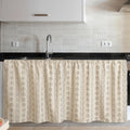 VitalCozy Cabinet Curtains 28" W x 51" L Sink Skirt for Bathroom Kitchen Blue White Plaid Double Layer Ruffles Cabinet Curtains for Classroom Home Farmhouse Rustic Drape Under Desk Privacy Drape