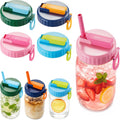 ORIGINAL CREATOR - DIPESI 4 Pack Wide Mouth Mason Jar Drinking Lids, Leak-Proof Covers for Drinking or Storage, Mason Jar Lids with Straw Fits Mason Jars