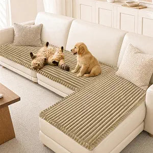 NAISI Pet Couch Covers for Sofa with Thick Filling and Non-Slip Bottom Sectional Sofa Covers Washable Friendly for Pets(2pcs/27.5"x59"+27.5"x70.8",Camel)