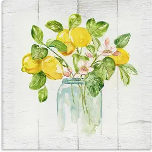 Lemon Blossom Bouquet Kitchen, 24 x 24 Inch Canvas Wall Art
