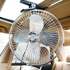 CYDZSW Car 12v Clip Fan,12 Volt DC 10 inch Large 360 Adjustment Metal Fans with Cigarette Lighter,90 Rotation Oscillating Clamp on Cooling Fan for Golf Cart RV and Vehicles (10inch)
