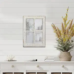 Rustic Small Window Pane Mirror Wall Decor 11 x 16 inches