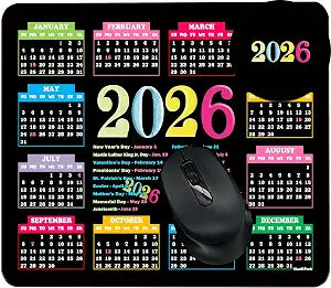 Mouse Pad Calendar 2026 with Holidays 10.3"X8.3", Calendar Mouse Pad Black Mousepad with Non-Slip Rubber Waterproof, Office Home Desk Decor Accessories for Computer Laptop Work Gaming
