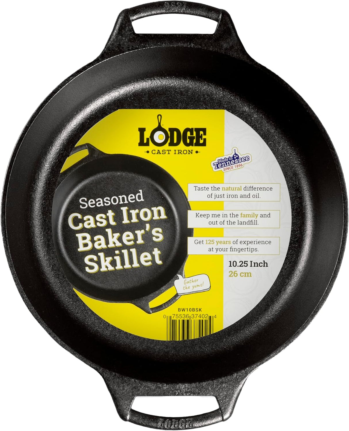 Lodge Pre-Seasoned Cast Iron Baker's Skillet, 10.25 Inches