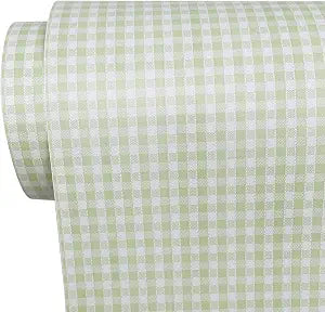 32.8ft Roll Green Plaid Shelf Liner Peel and Stick Furniture Shelving Paper Vinyl Wallpaper Cabinet Sticker (L-393.7x17.7 Inch)