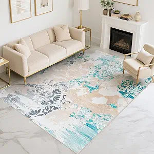 CRYPTOLITE Abstract Area Rug 5x7 Washable Rug with Non-Slip Backing Low Pile Area Rug Area Rugs for Living Room, Bedroom, Dining Room, Beige