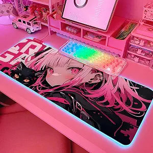 JMIYAV Pink RGB Gaming Mouse Pad 31.5x12 Inch PC XL Large Extended Glowing Led Light Up Desk Pad Non-Slip Rubber Base Computer Cute Mousepad Mat Desk Accessories Gaming Setup Sweet Girl