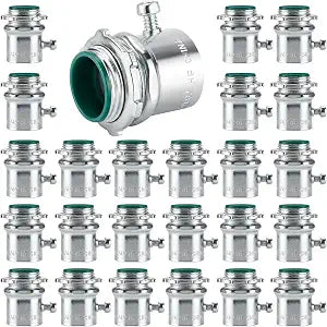 3/4" EMT Set Screw Connector, Insulated Steel Electrical Conduit Fitting, 25 Pack