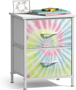 Sorbus 2-Drawer Kids Nightstand for Bedroom (Light Tie-dye)