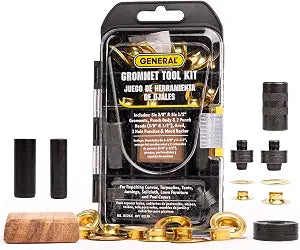 General Tools 3/8"-1/2" Grommet Kit - Rustproof Solid Brass Grommets for Tarp Repair, Reinforcing Canvases, and Fabric Rings