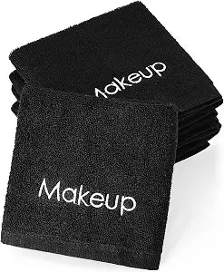 Panelee 12 Pcs Black Makeup Washcloths for Face, 13 Inch Cotton Towels
