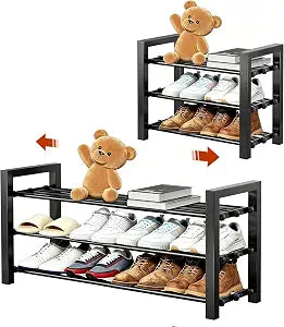 Expandable Shoe Rack, Heavy Duty Metal Shoe Organizer for Closet