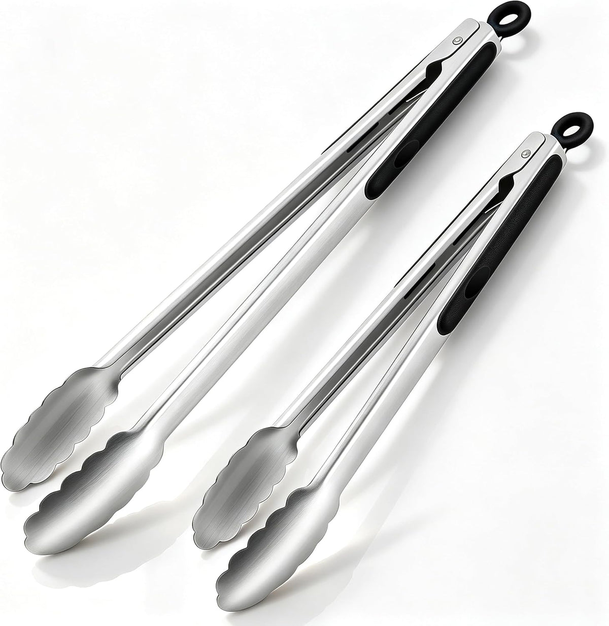 Grill Tongs, BBQ tongs - 12" & 17" Extra Long Kitchen Tong, 600 Degrees Heat Resistant Stainless Steel tong, Heavy Duty Metal Locking Tongs for Cooking, Grilling, Outdoor Barbecue, Set of 2