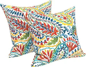 LVTXIII Outdoor/Indoor Throw Pillows, Decorative Throw Pillows with Inserts, 18x18 Square Pillows for Bed, Couch, Sofa and Patio Furniture (Set of 2, Paisley Multi)