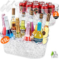 Ice Buckets for Parties 2 Packs, 15L Large Ice Bucket with 2 Scoops, Clear Acrylic Plastic Tub for Home Office Fridge Storage, Supplies for Champagne, Beer, Cocktail on Mimosa Bar Drinks and Parties