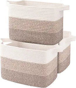 OIAHOMY Cotton Rope Storage Baskets for Organizing Gradient Yellow 3-Pack