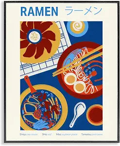 Ramen Table Placement Food, 16 x 20 Inch Framed Gicle Print