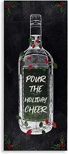 Stupell Industries Holiday Cheer Bottle, 10 x 24 Inch Canvas Wall Art