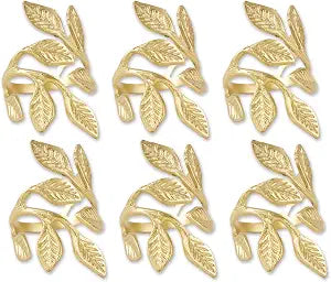 DII Christmas Thanksgiving Holiday Tabletop Dcor Collection Decorative Napkin Ring Holder Set, 2.25" Diameter, Gold Vine, 6 Piece