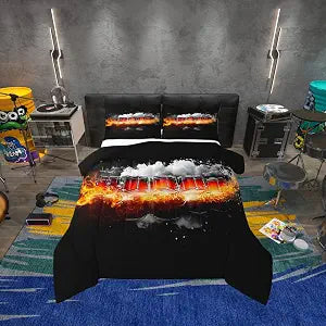 Erosebridal Retro Drum Kit Comforter Set Twin Size for Kids Adults
